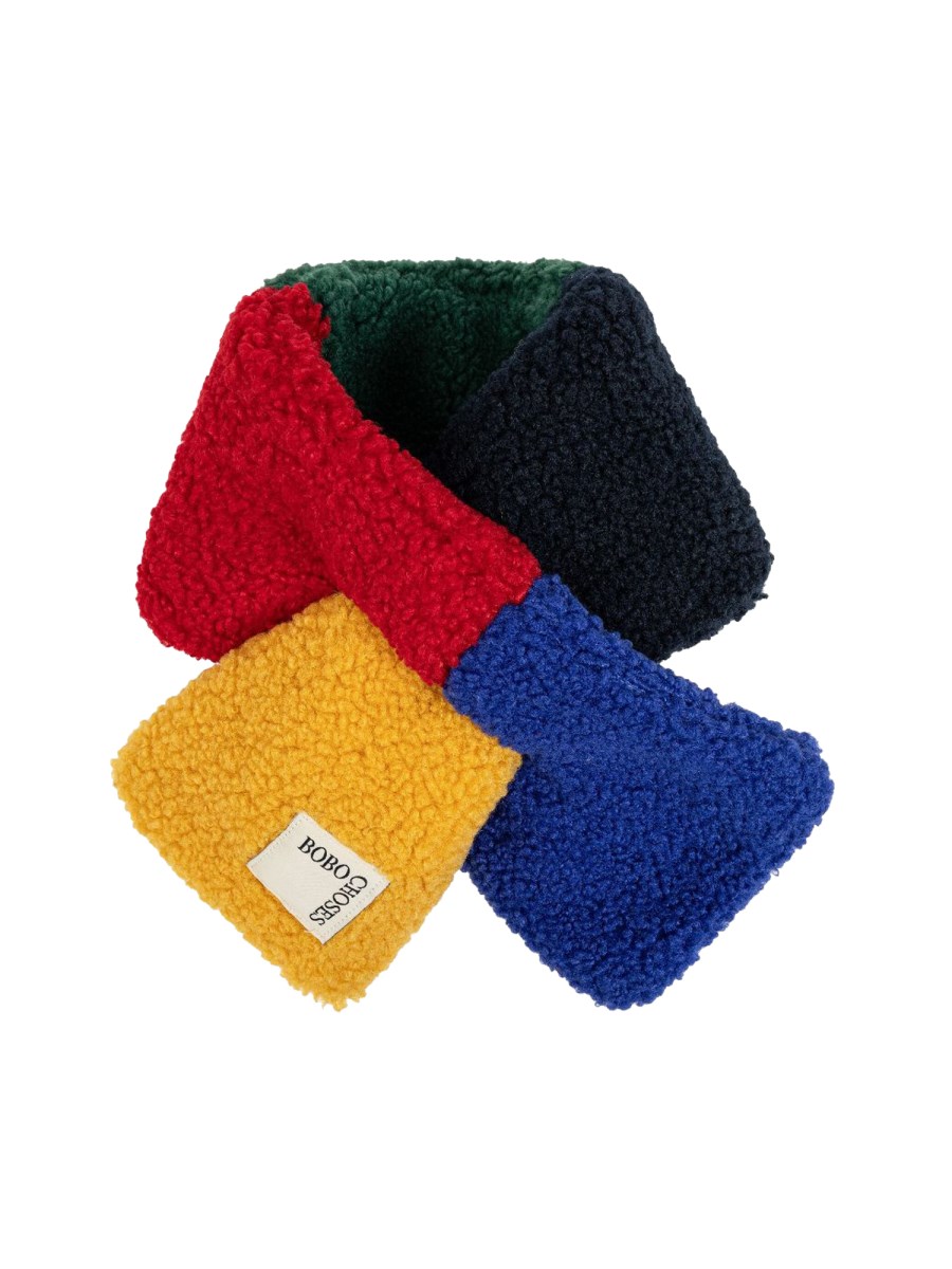 baby color block sheepskin neck warmer