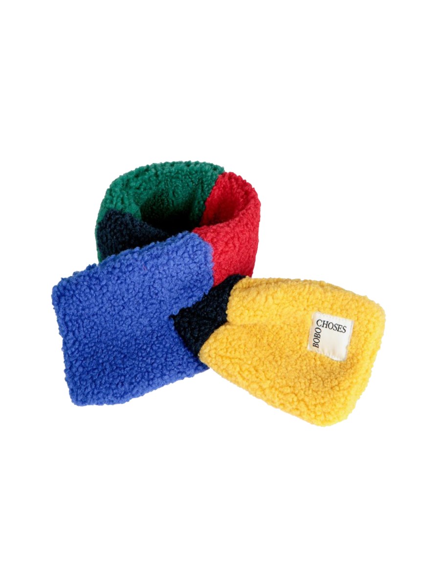 baby color block sheepskin neck warmer