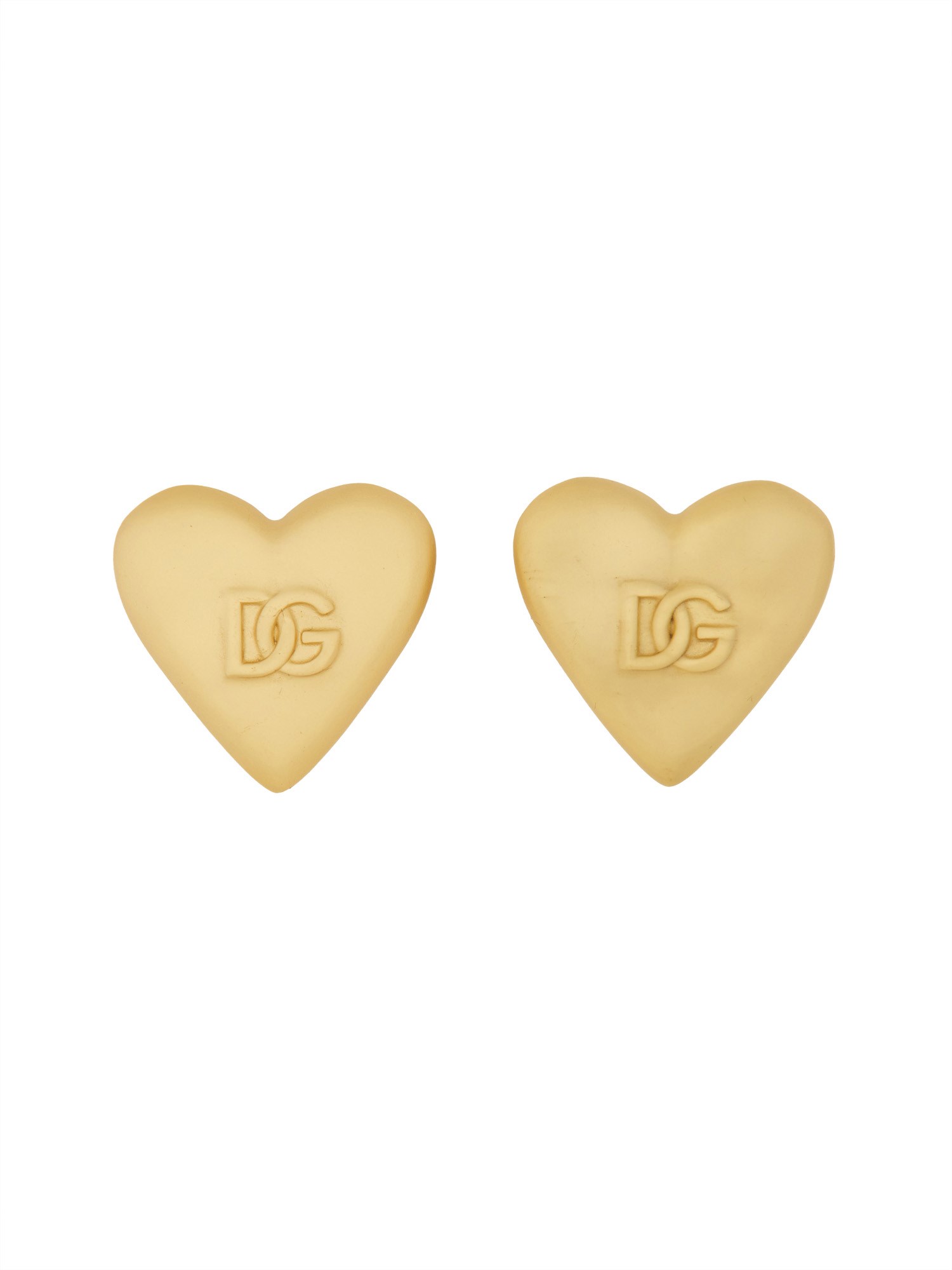 Shop Dolce & Gabbana Heart Earrings With Dg Logo In Gold