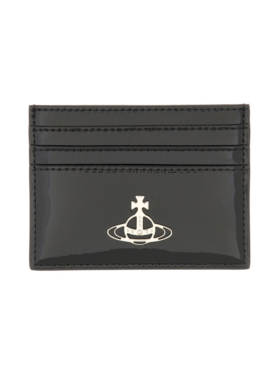 カードケース・名刺入れ Vivienne Westwood Portacarte A Mezza Luna Con Logo Orb VIVIENNE WESTWOOD - PORTACARTE A MEZZA LUNA CON LOGO ORB