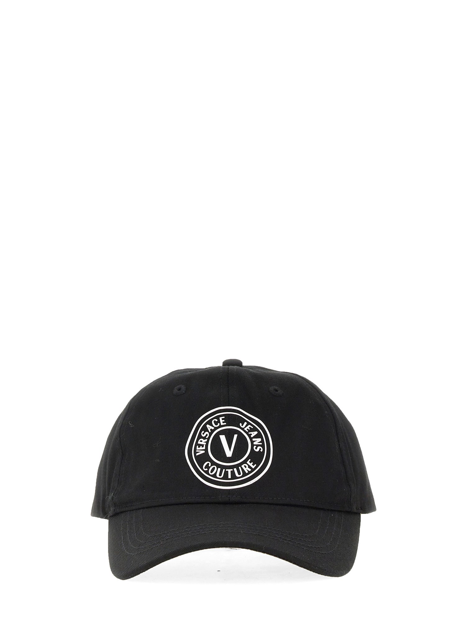 Shop Versace Jeans Couture "v-emblem" Baseball Cap In Black