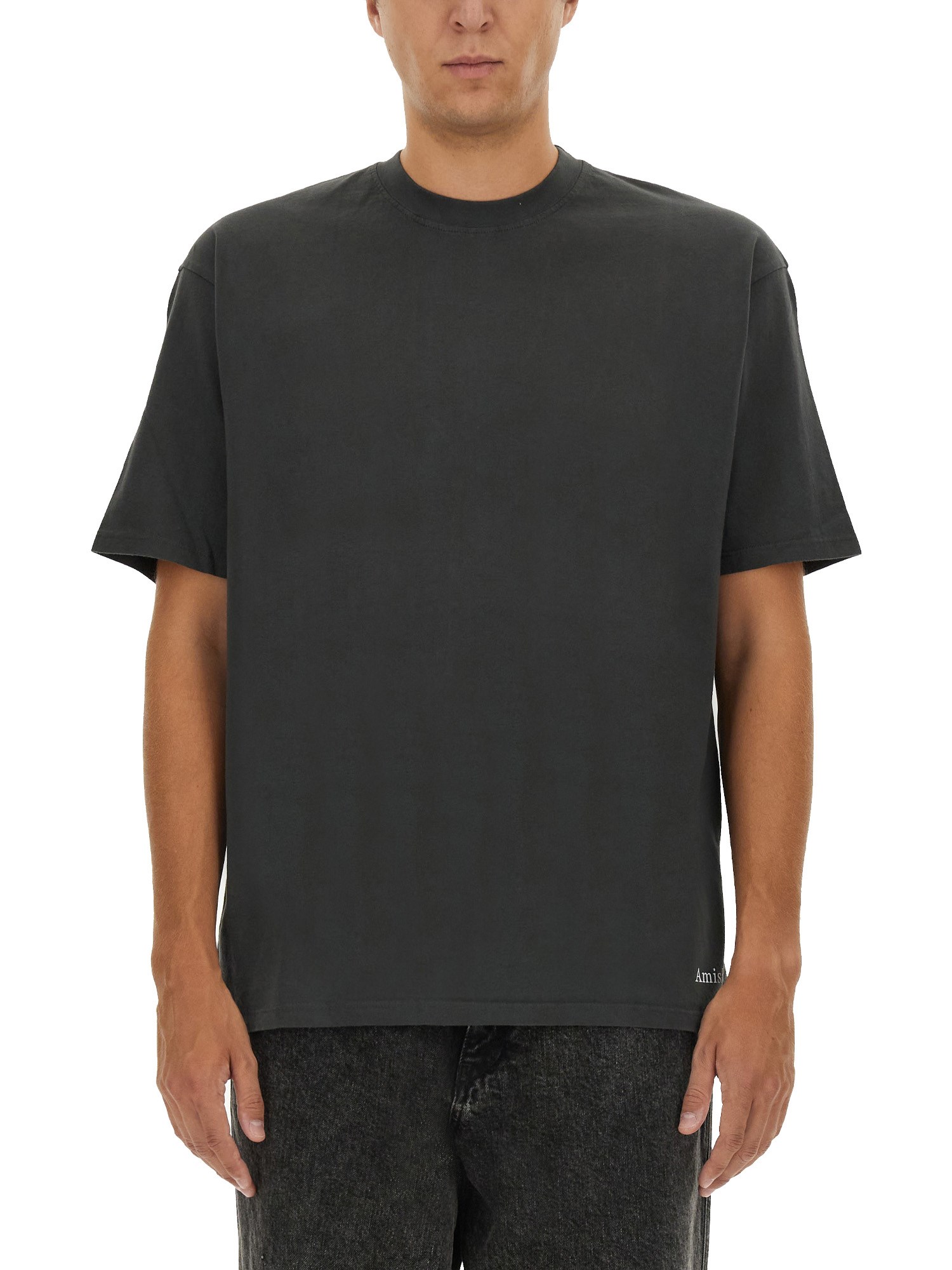 Shop Amish Cotton T-shirt In Black