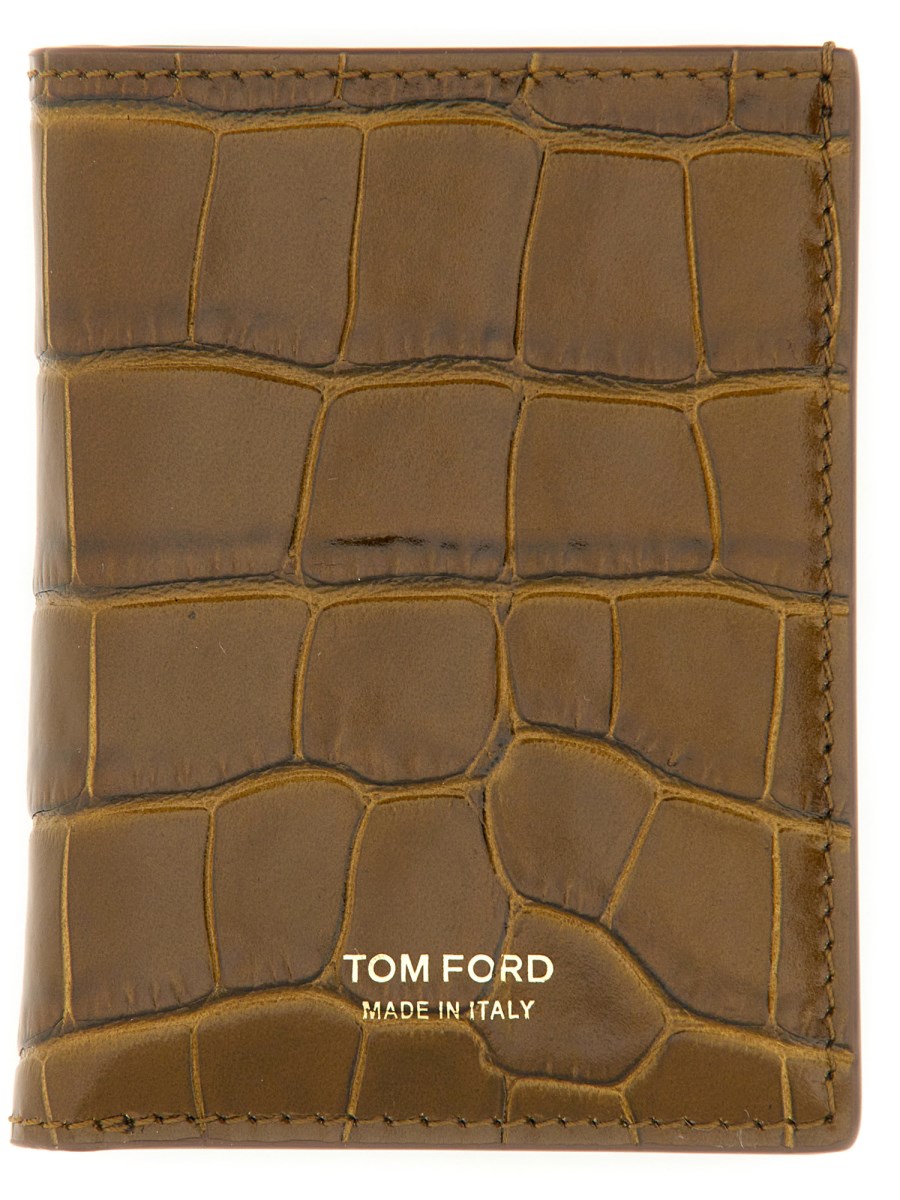 TOM FORD PORTAFOGLIO T LINE IN PELLE CON STAMPA COCCO