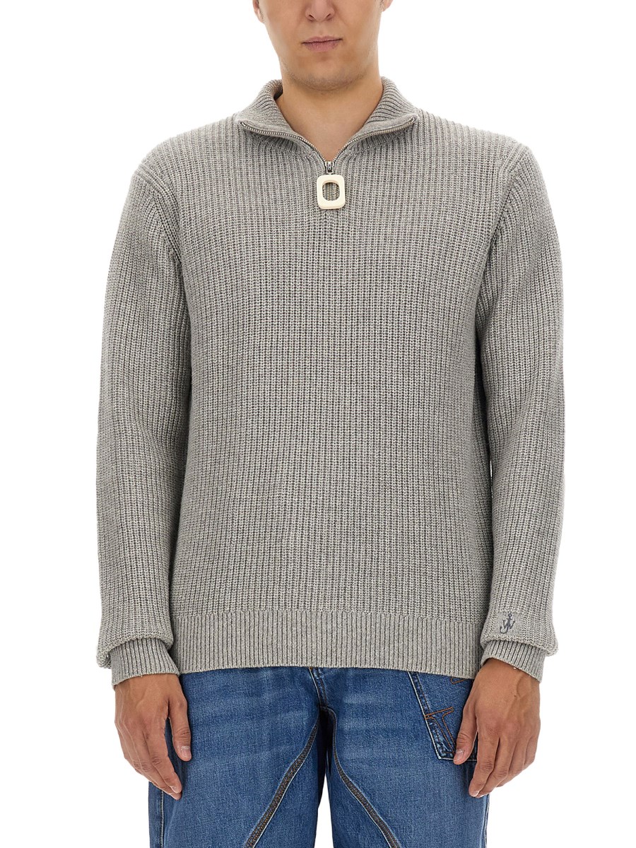 JW ANDERSON MAGLIONE CON ZIP PARZIALE IN MISTO LANA