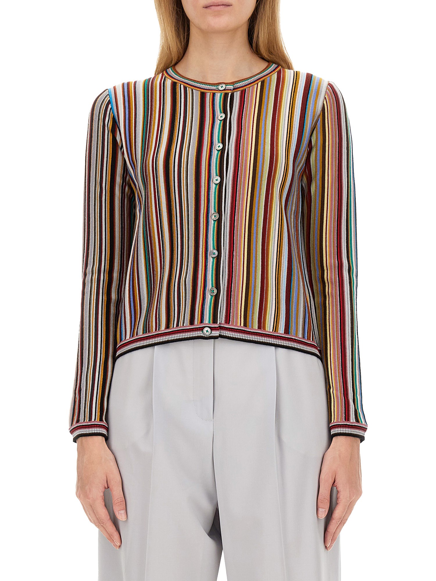 Shop Paul Smith "signature Stripe" Cardigan In Multicolour