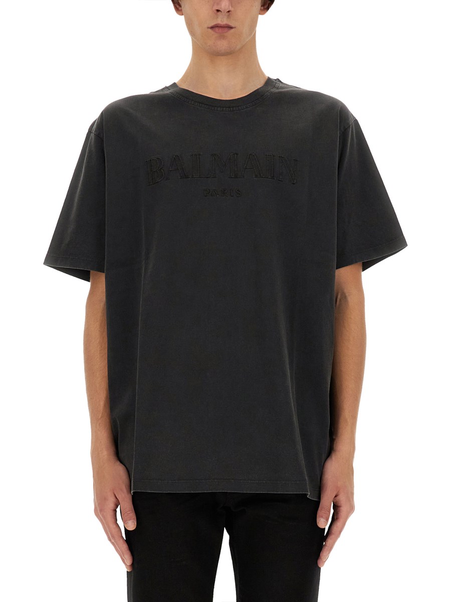 BALMAIN T-SHIRT IN JERSEY DI COTONE CON RICAMO LOGO