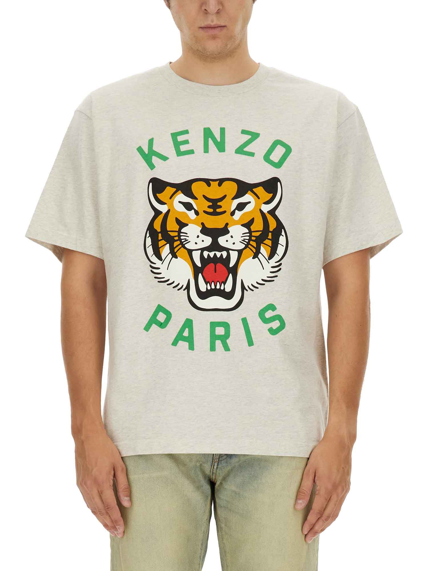 Shop Kenzo Tiger Logo T-shirt In White