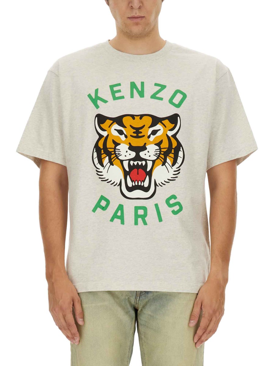 KENZO T-SHIRT IN JERSEY DI COTONE CON LOGO TIGER