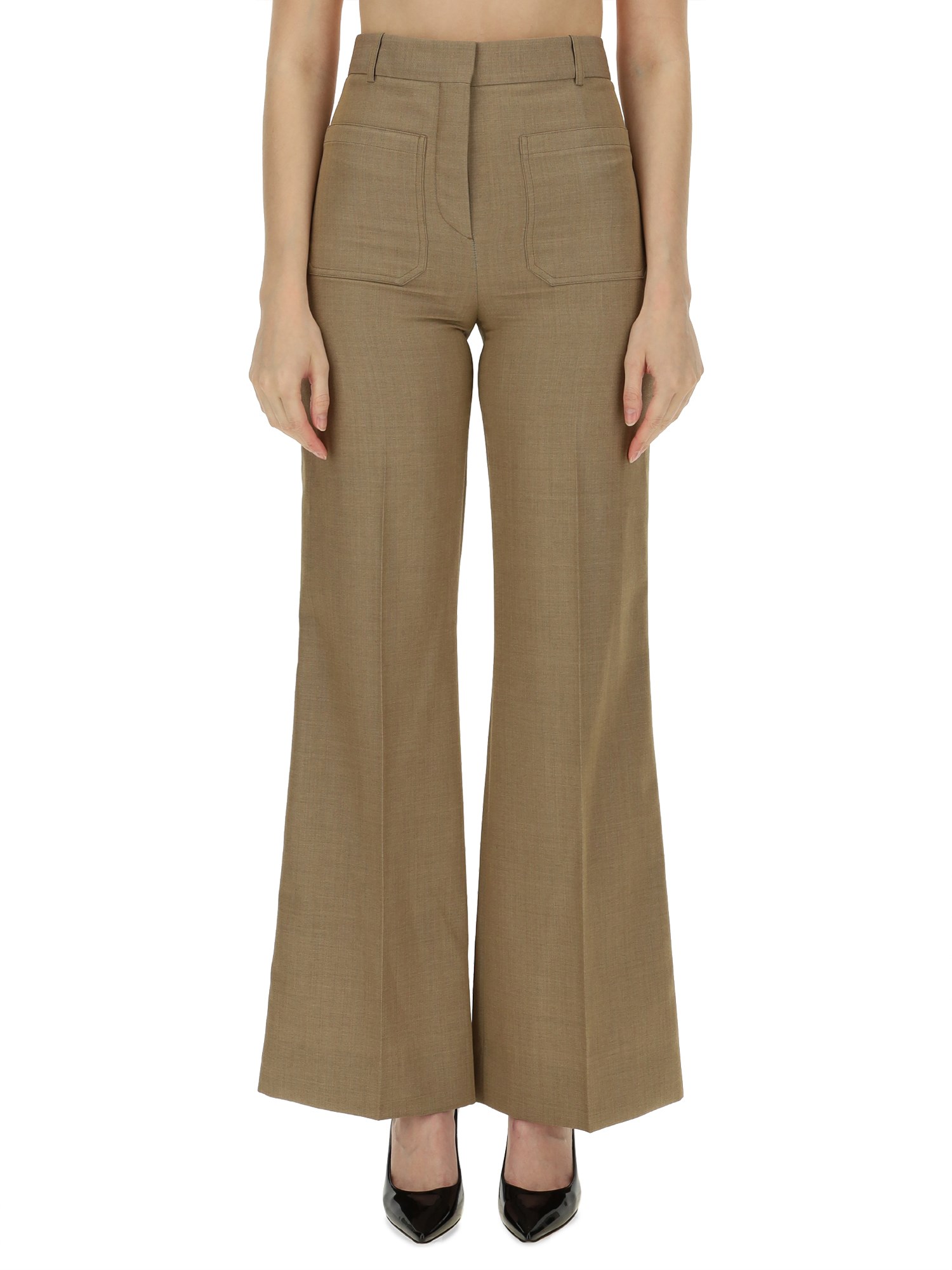 Shop Victoria Beckham Pants "alina" In Beige