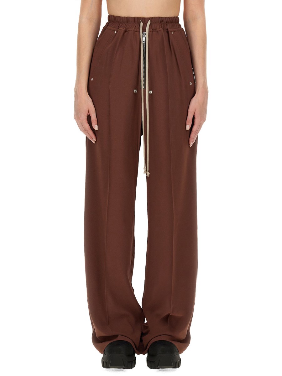 RICK OWENS PANTALONE WIDE LEG IN MISTO VISCOSA