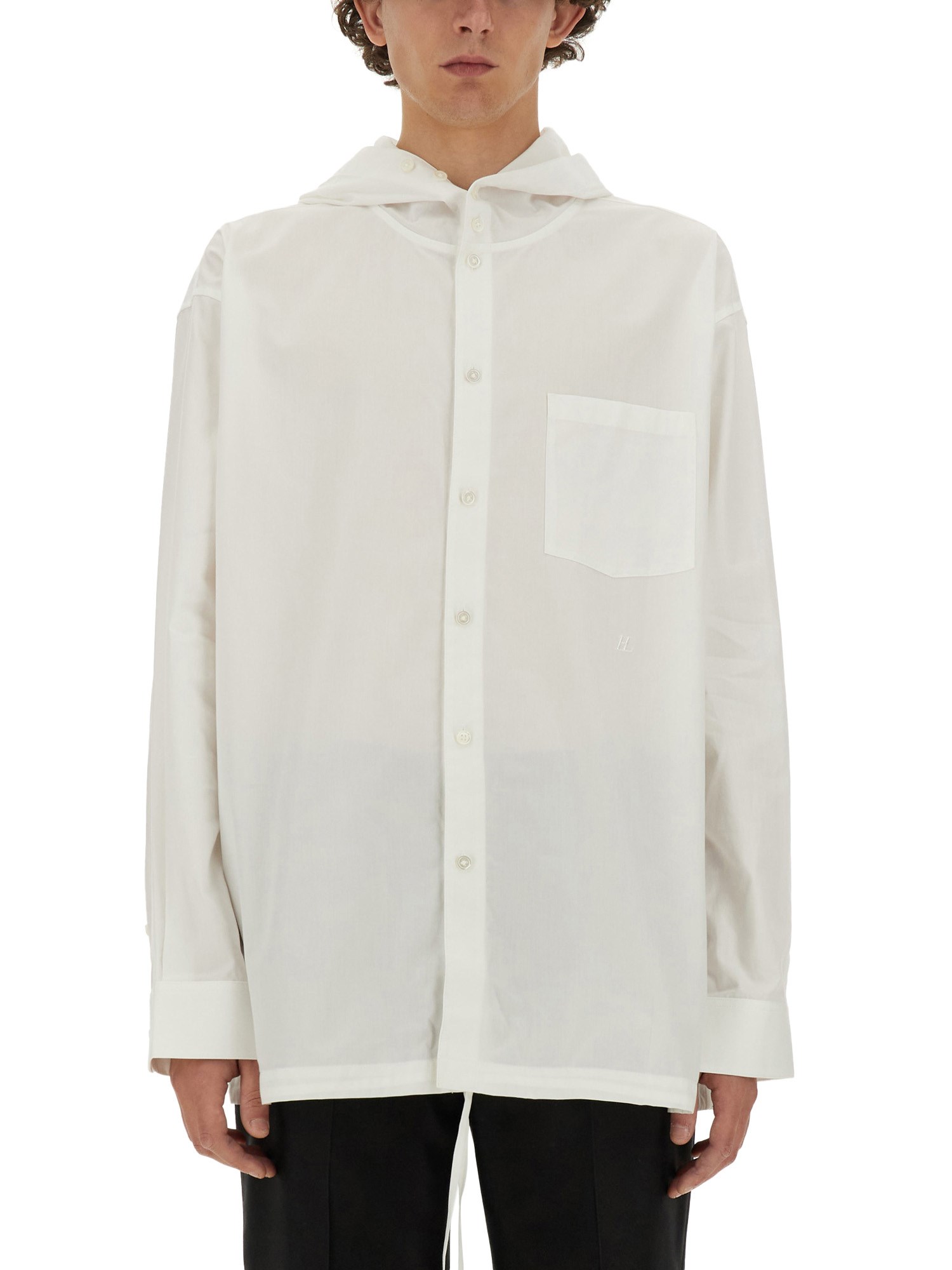 Shop Helmut Lang Hooded Shirt In White