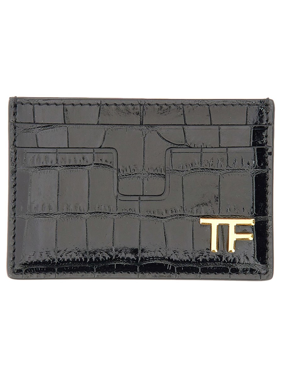 TOM FORD PORTACARTE IN PELLE CON STAMPA COCCO E LOGO