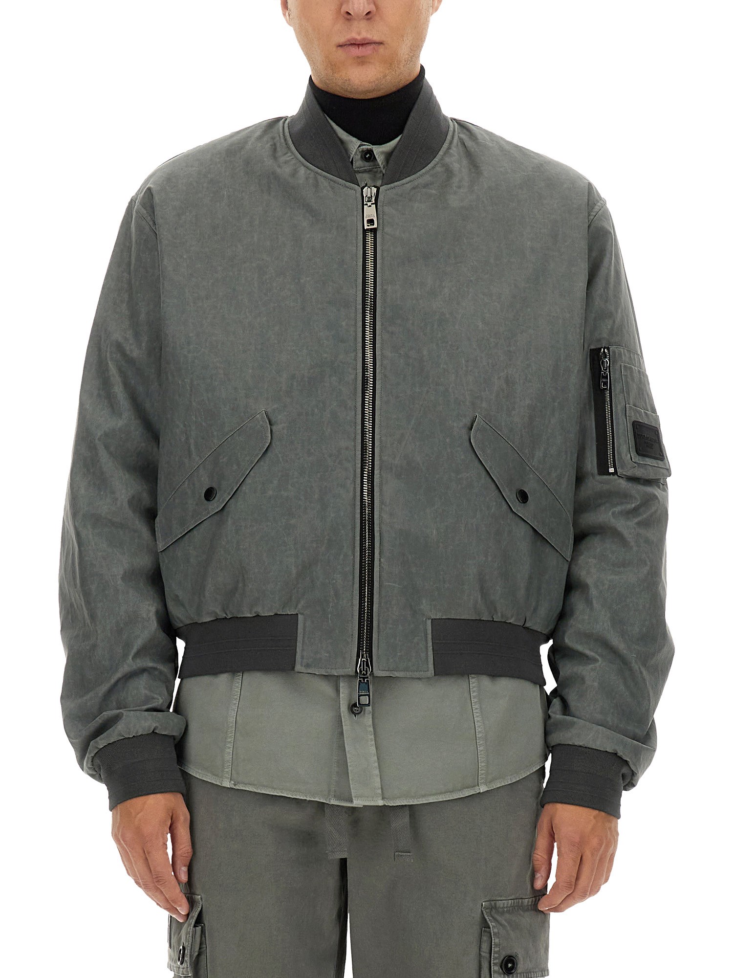 Shop Dolce & Gabbana Bomber Over In Grey