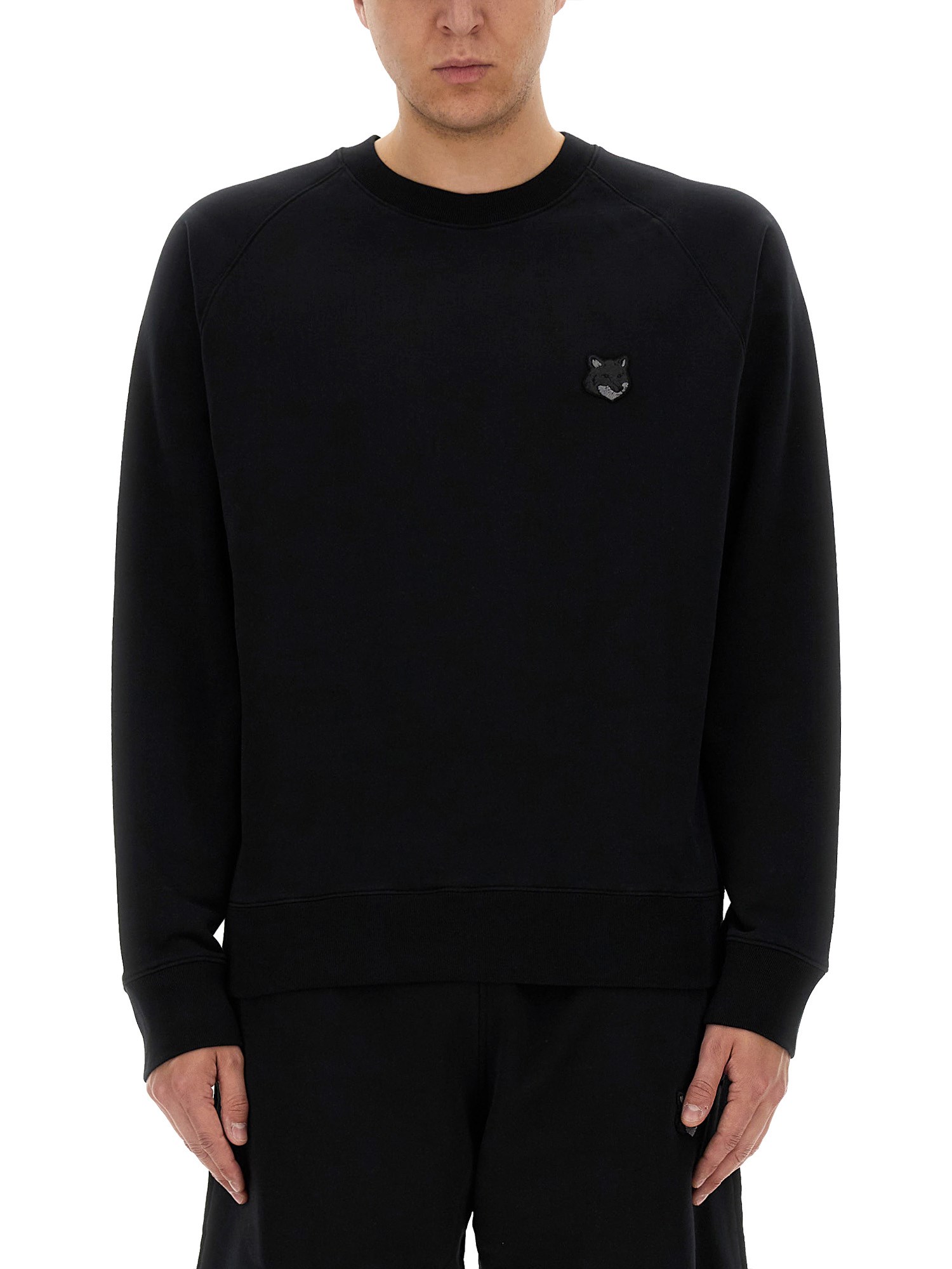 Shop Maison Kitsuné Sweatshirt With Fox Head Patch In Black