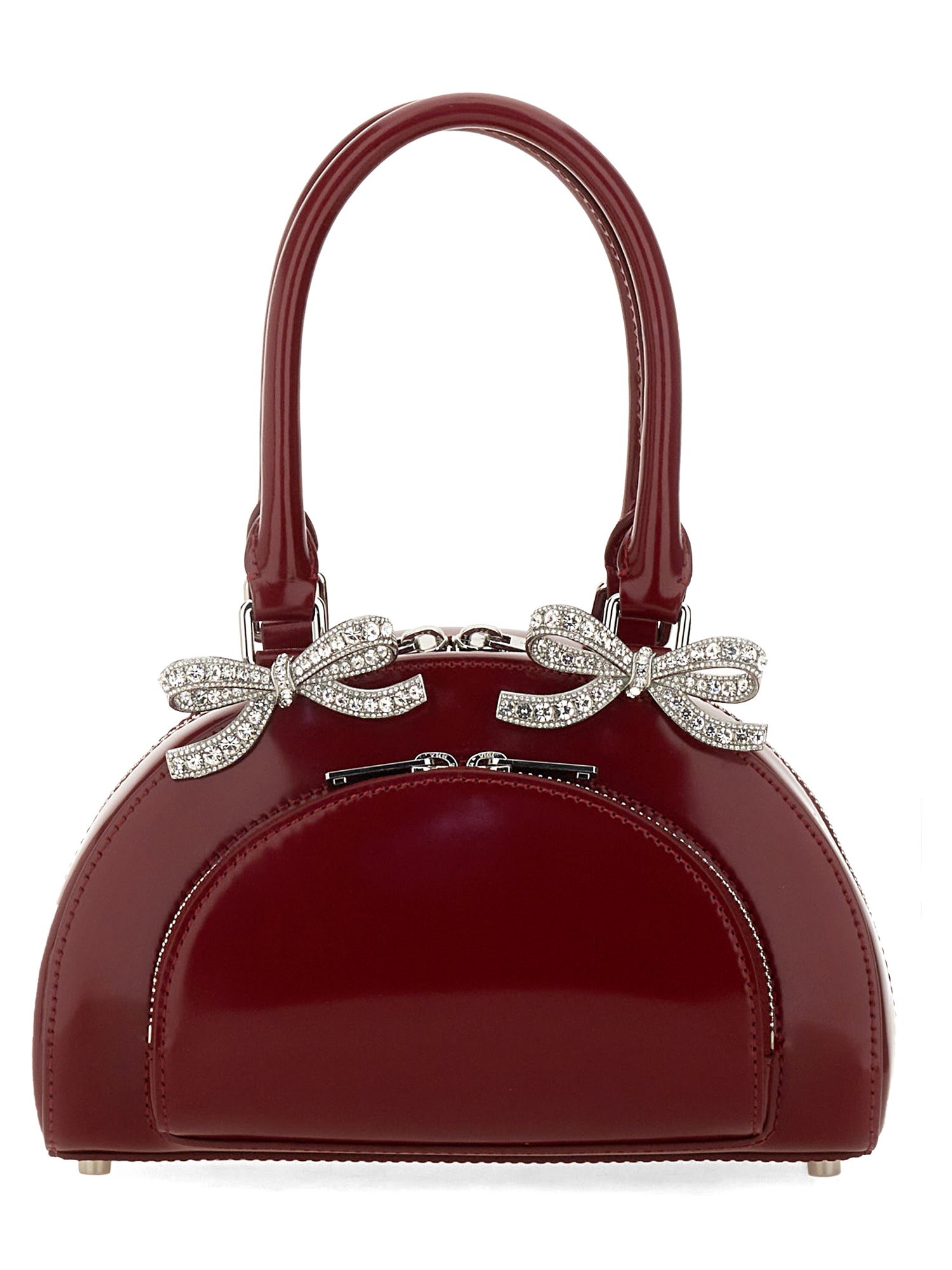 Shop Self-portrait Curved Bag In Bordeaux