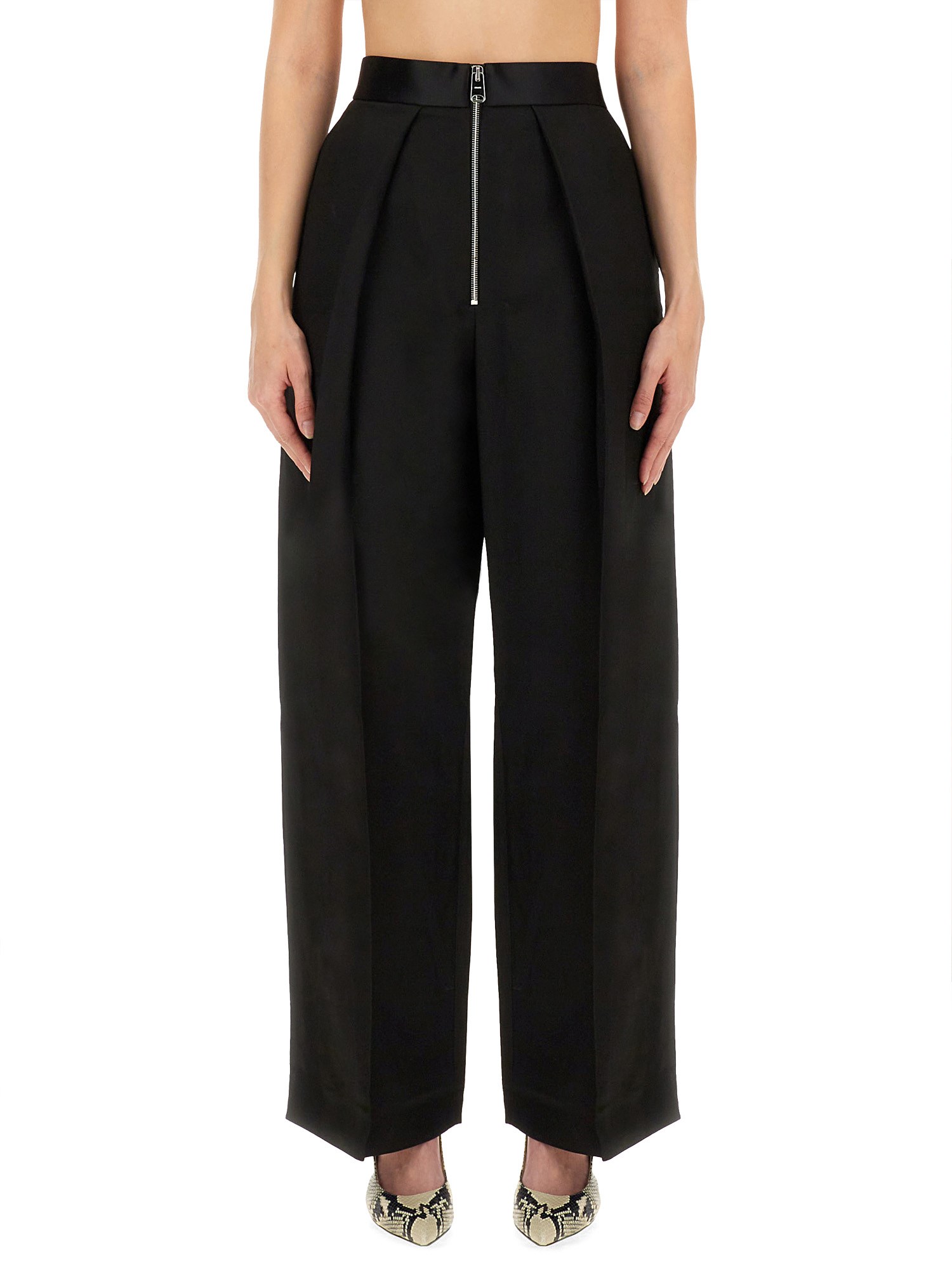 Khaite Ashford Pleated Wool-blend Twill Tapered Pants In Black