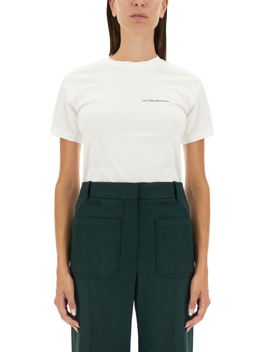 VICTORIA BECKHAM T-SHIRT IN JERSEY DI COTONE CON LOGO