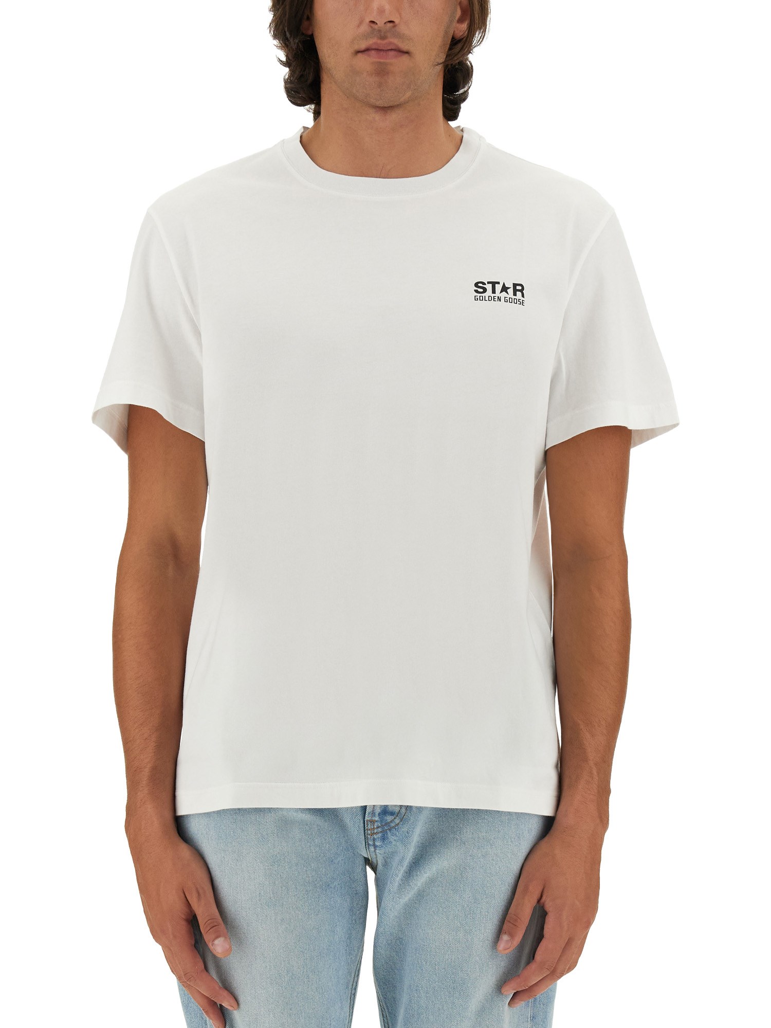 Shop Golden Goose Logo Print T-shirt In White