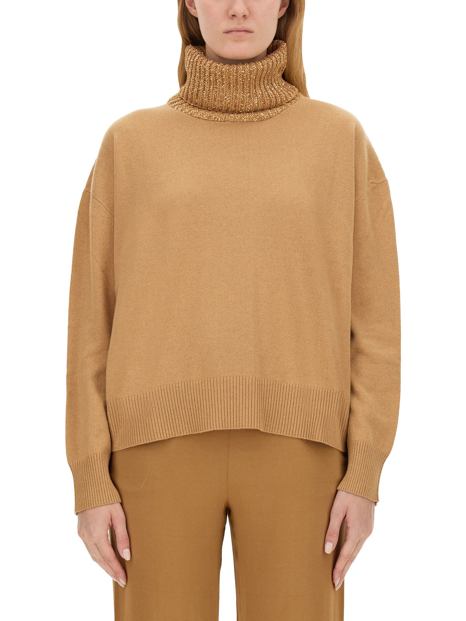 Shop Fabiana Filippi Wool Sweater In Beige