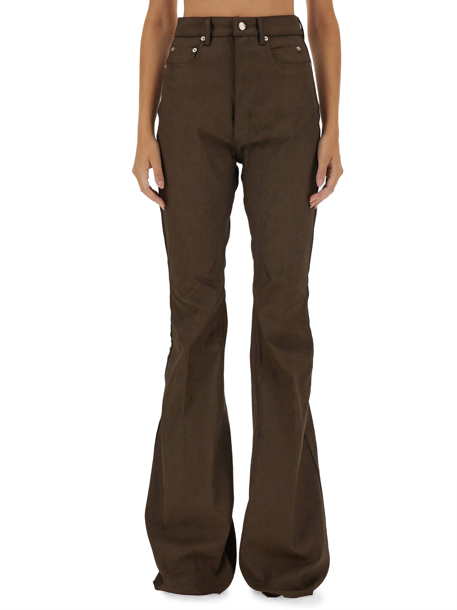 Shop Rick Owens Denim Pants In Brown