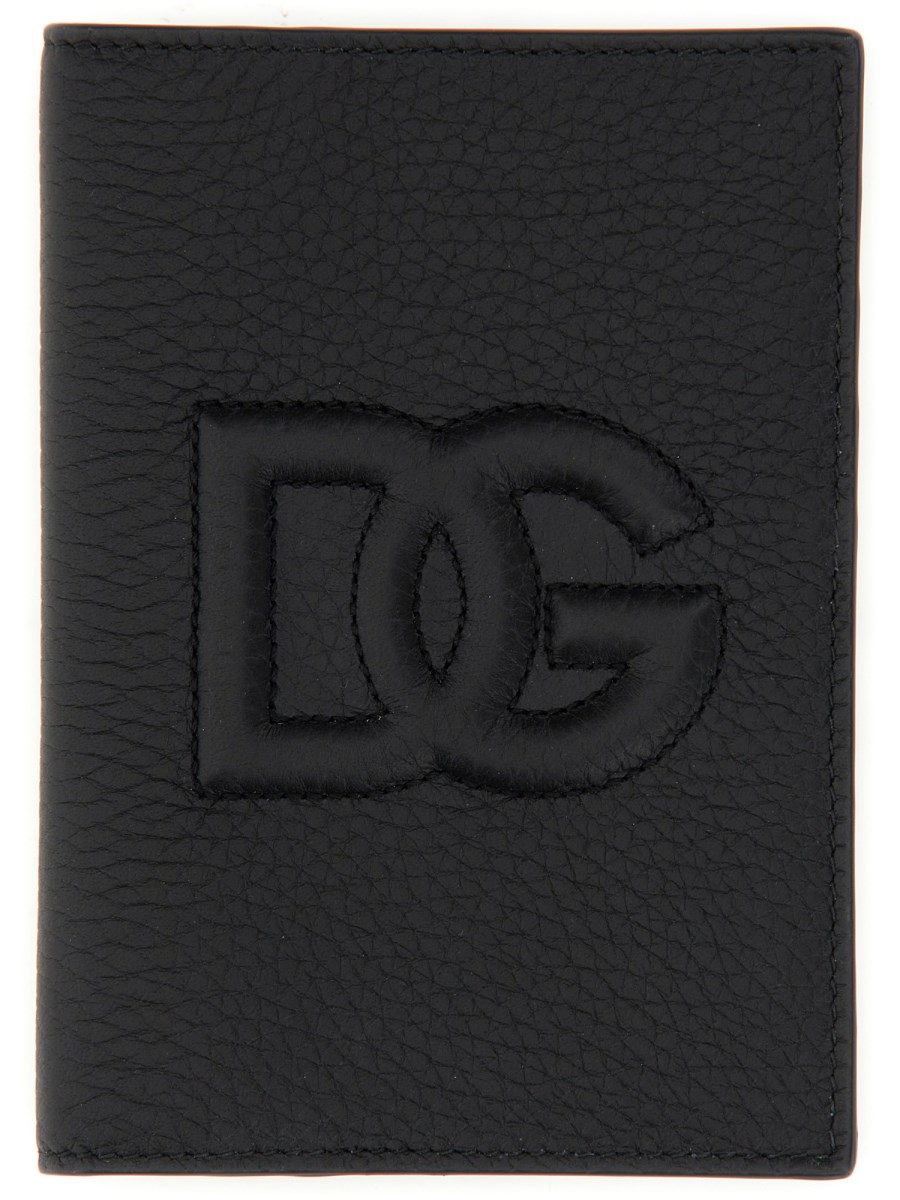 DOLCE & GABBANA PORTA PASSAPORTO IN PELLE DI VITELLO CON LOGO