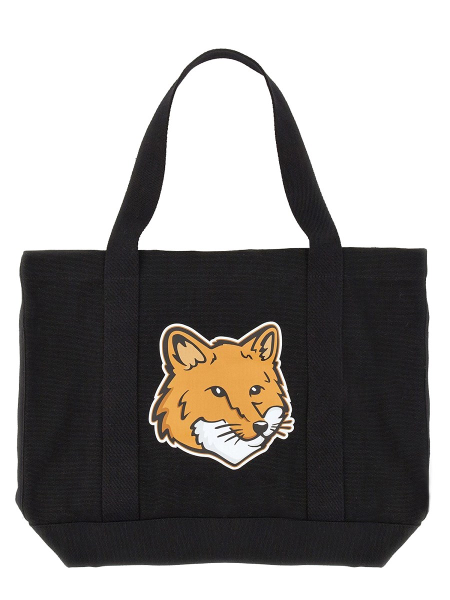 MAISON KITSUNÉ BORSA IN TELA DI COTONE CON STAMPA FOX HEAD