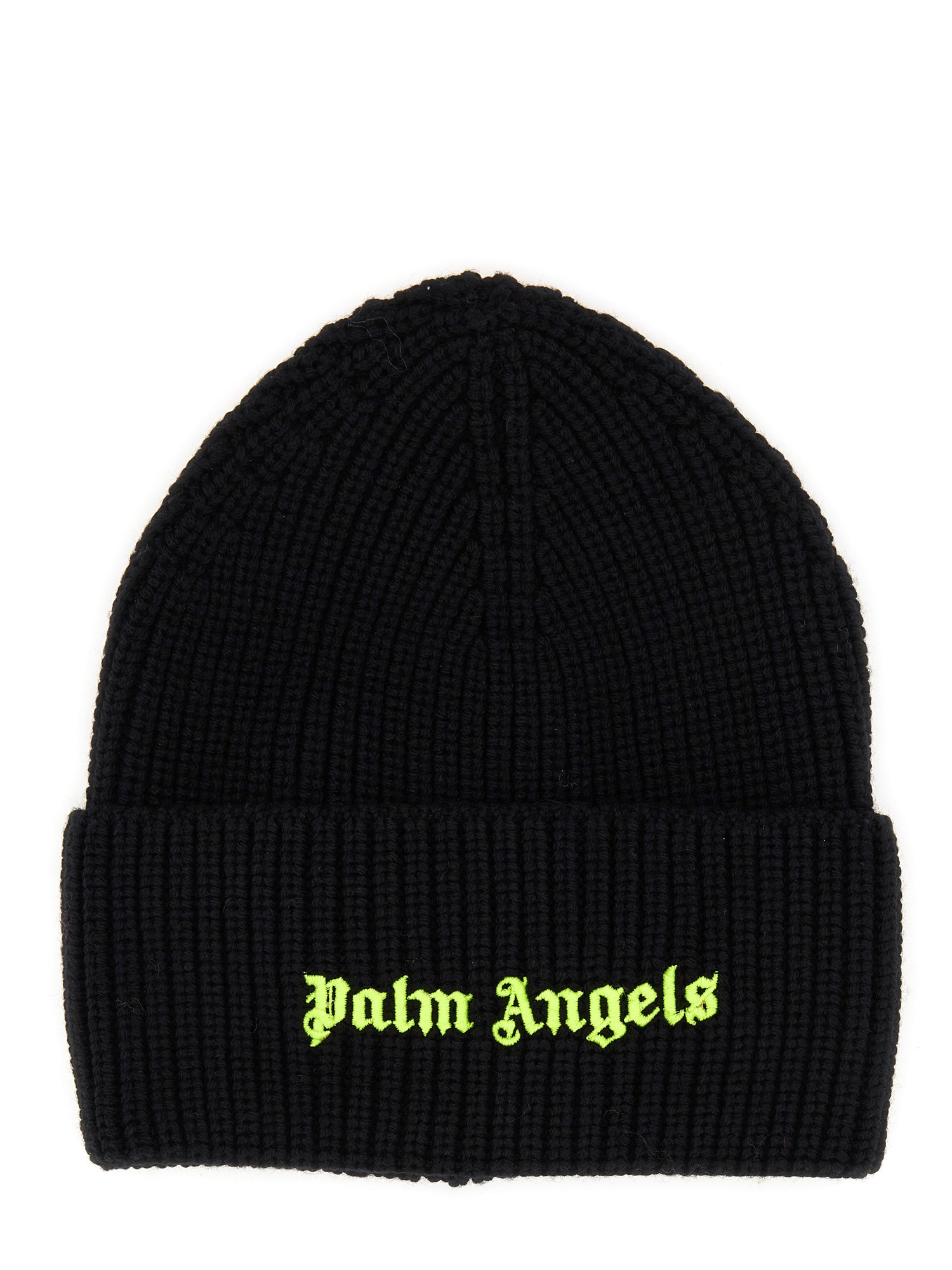 Shop Palm Angels Beanie Hat With Logo In Black