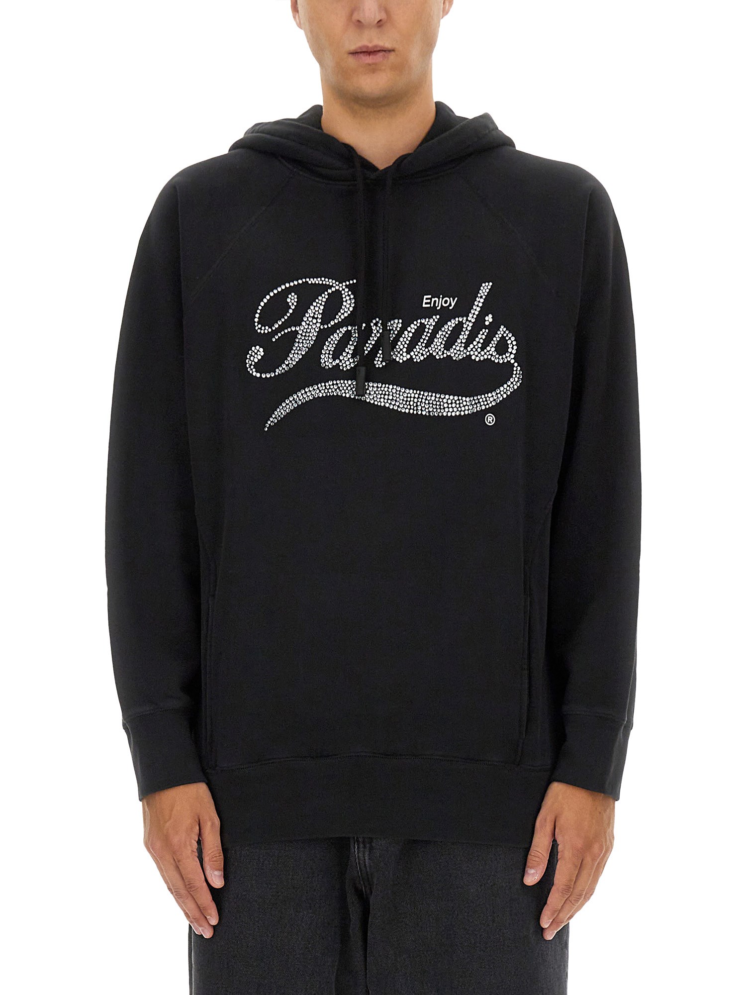 3paradis 3.paradis Relaxed Fit Black Hoodie In Black