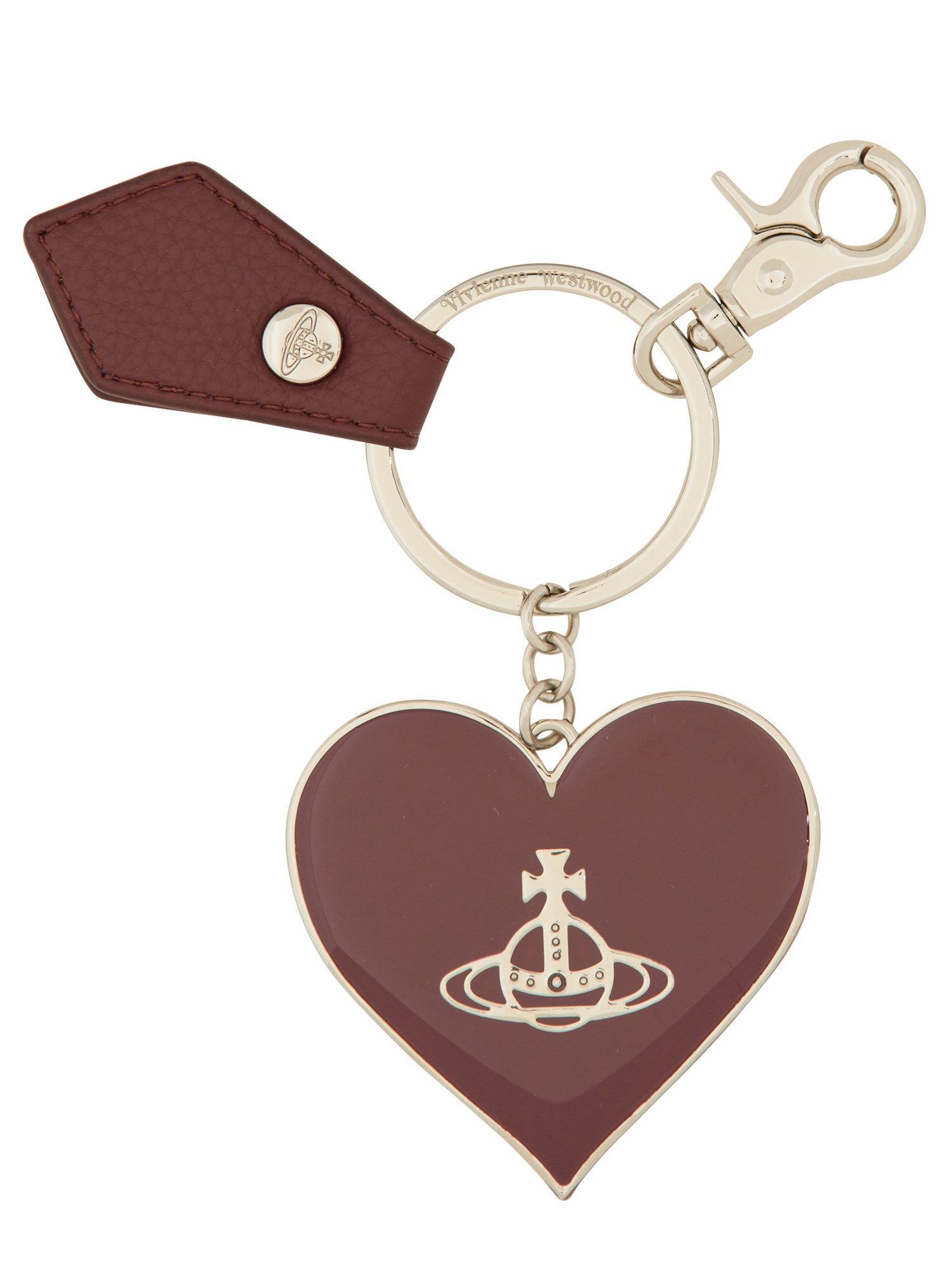 Shop Vivienne Westwood "mirror Heart" Keychain In Bordeaux