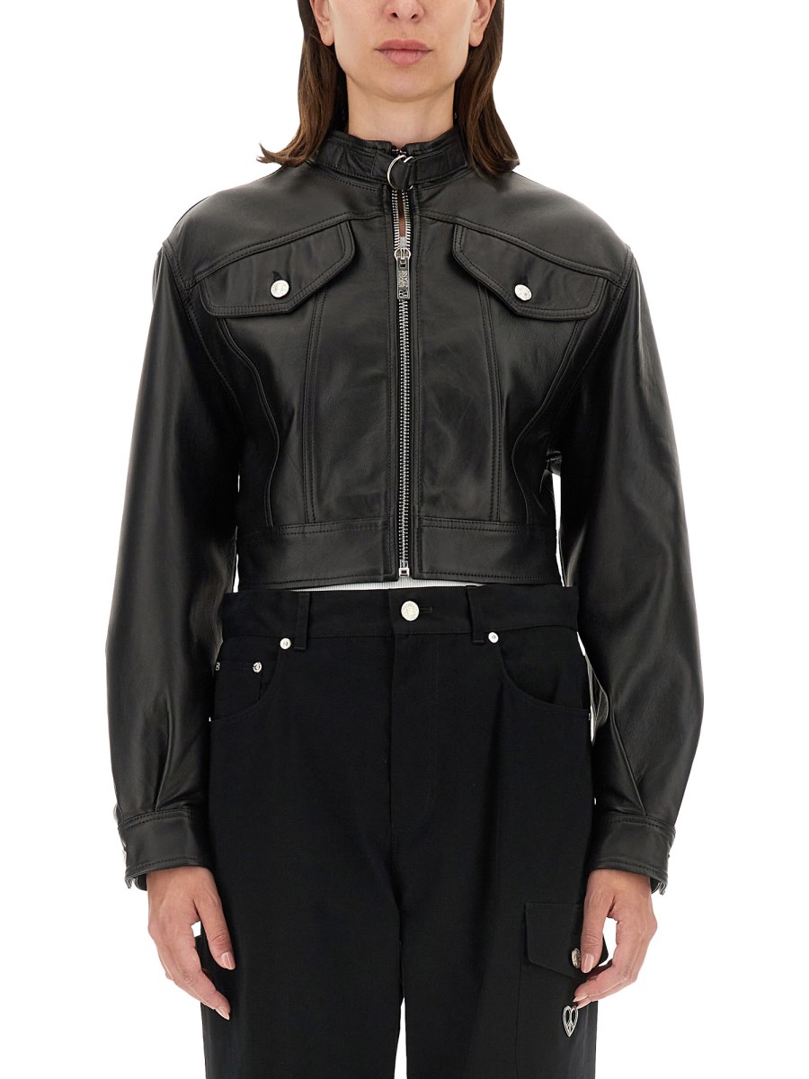 MOSCHINO JEANS GIACCA BIKER IN PELLE