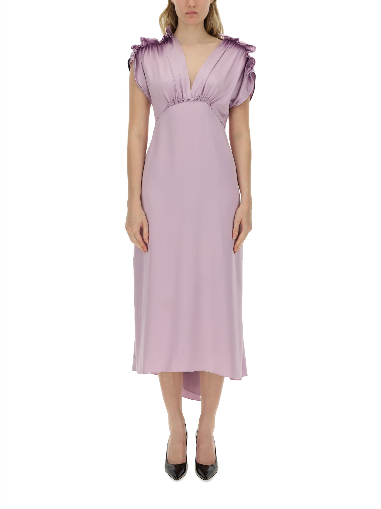 Shop Victoria Beckham V-neck Dress In Lilac