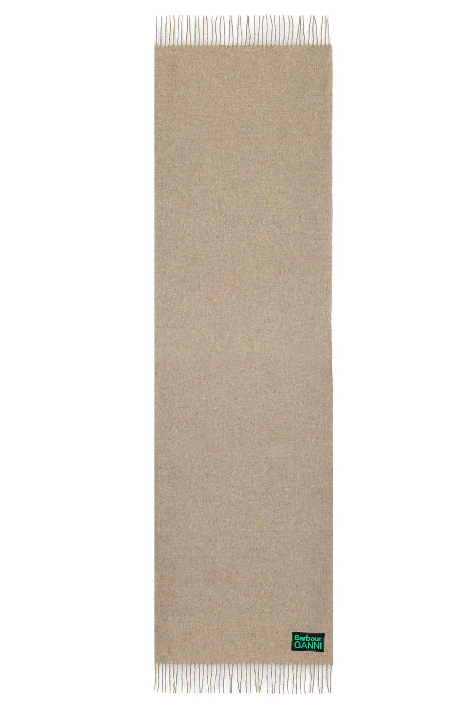Barbour Wool Scarf X Ganni Fringed Edges In Beige