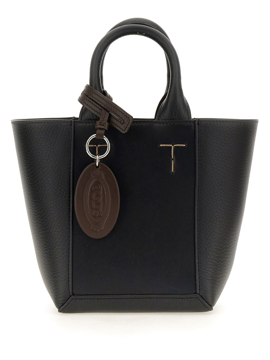 TOD&#39;S BORSA SHOPPING CON LOGO IN PELLE