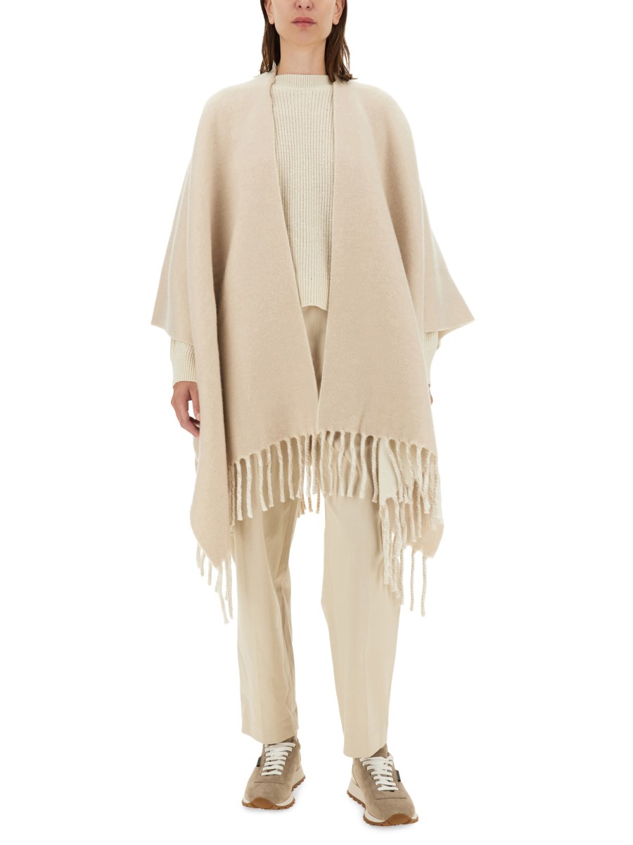 PONCHO IN MAGLIA DOUBLE DI LANA E CASHMERE