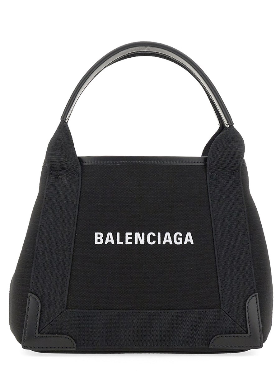 BALENCIAGA BORSA CABAS NAVY XS IN COTONE E PELLE