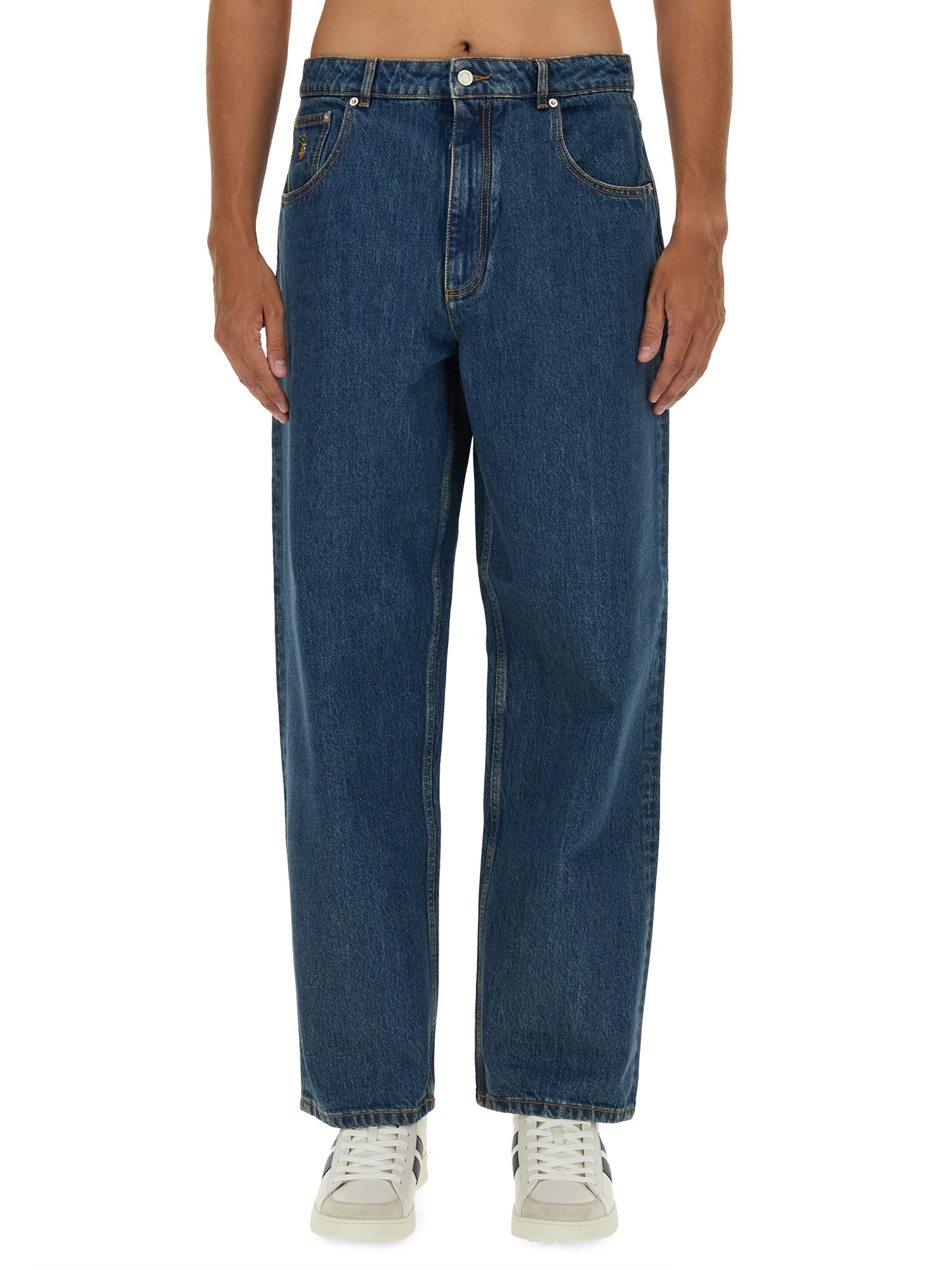 Shop Bally Baggy Fit Jeans In Denim