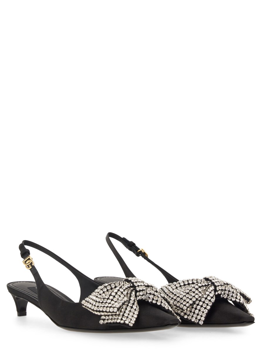 SLING-BACK IN RASO CON RICAMO STRASS