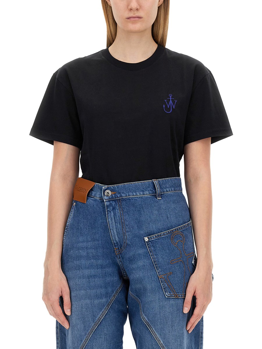 JW ANDERSON T-SHIRT IN JERSEY DI COTONE CON RICAMO LOGO