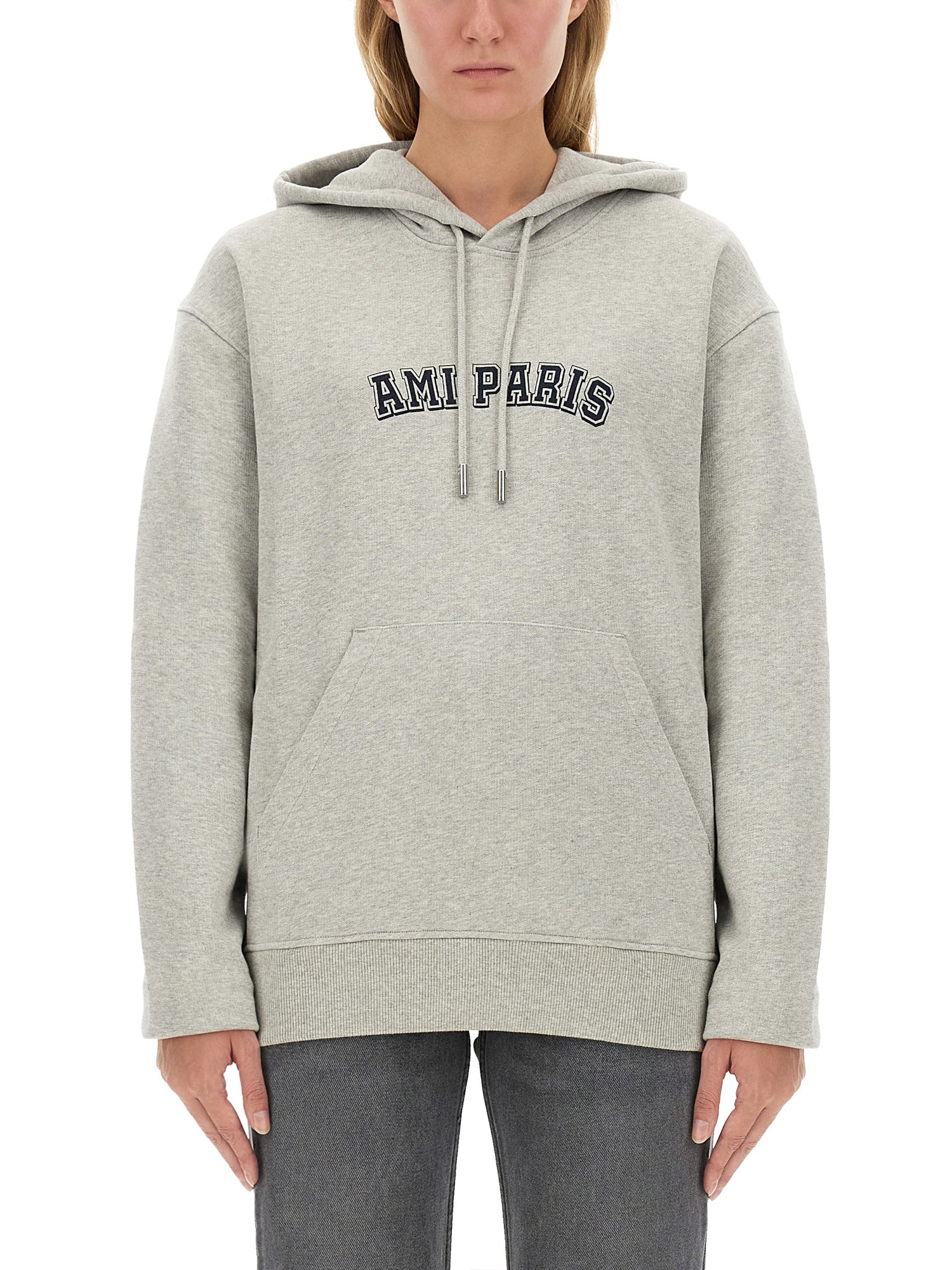 Shop Ami Alexandre Mattiussi Sweatshirt With Logo In Grey