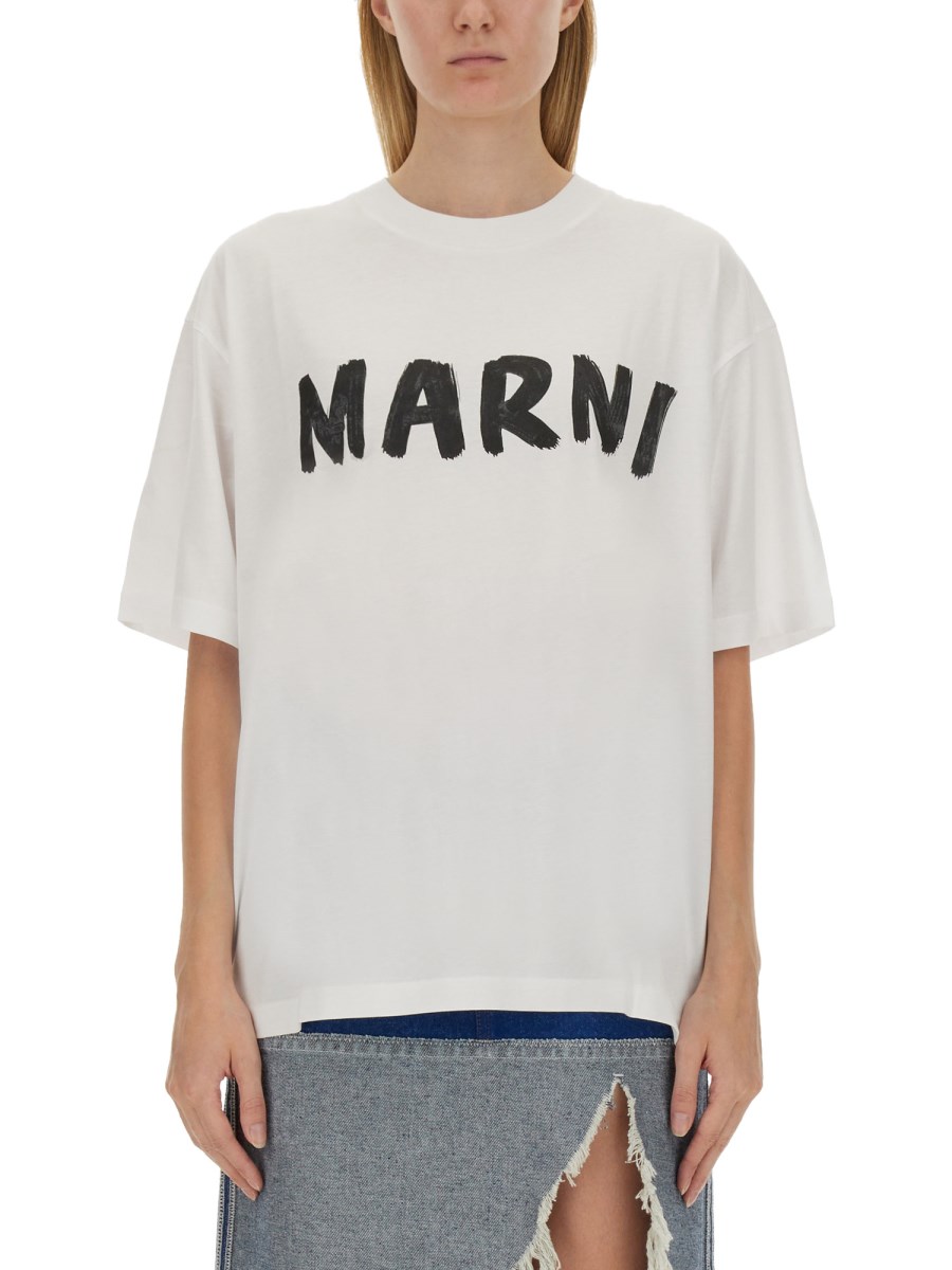 MARNI T-SHIRT IN JERSEY DI COTONE CON STAMPA LOGO