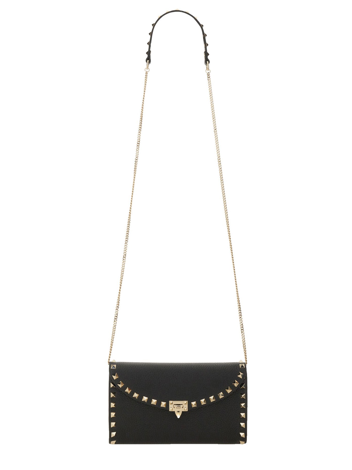 Valentino Garavani "rockstud" Chain Wallet In Black