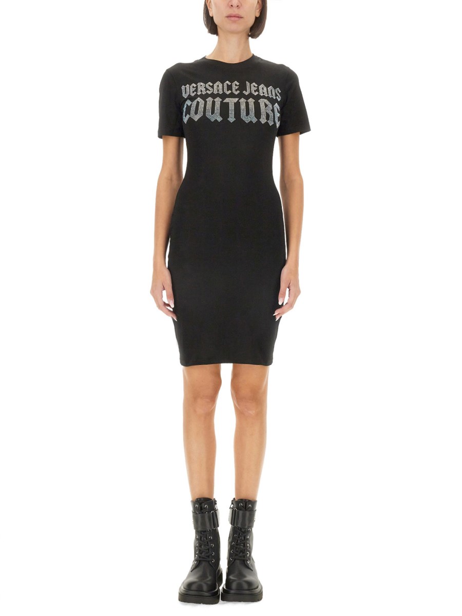 VERSACE JEANS COUTURE ABITO MIDI IN COTONE CON LOGO