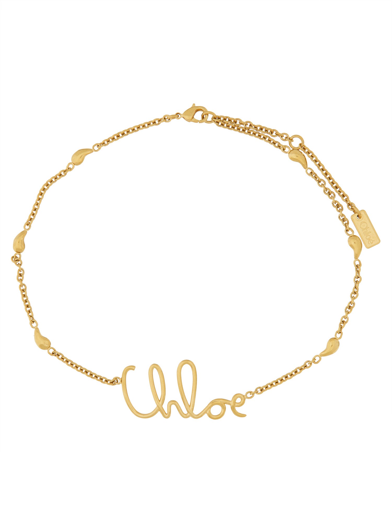 Shop Chloé Logo Necklace In Gold