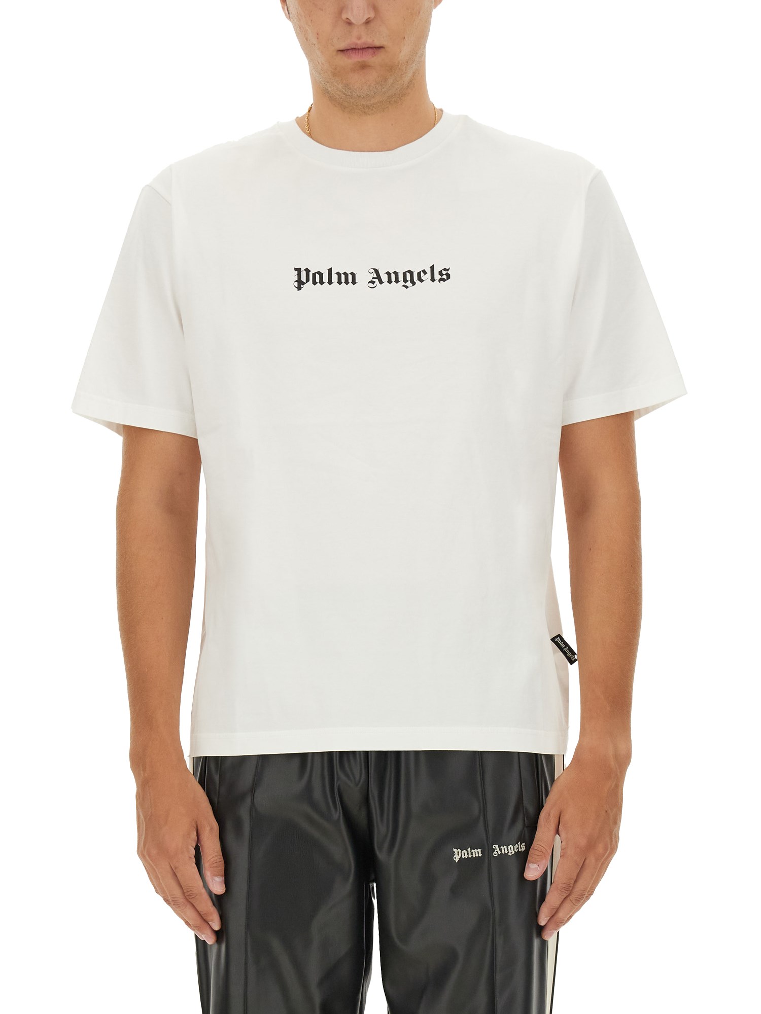 Palm Angels White Short-sleeved T-shirt With Monogram Pa Embroidery In White