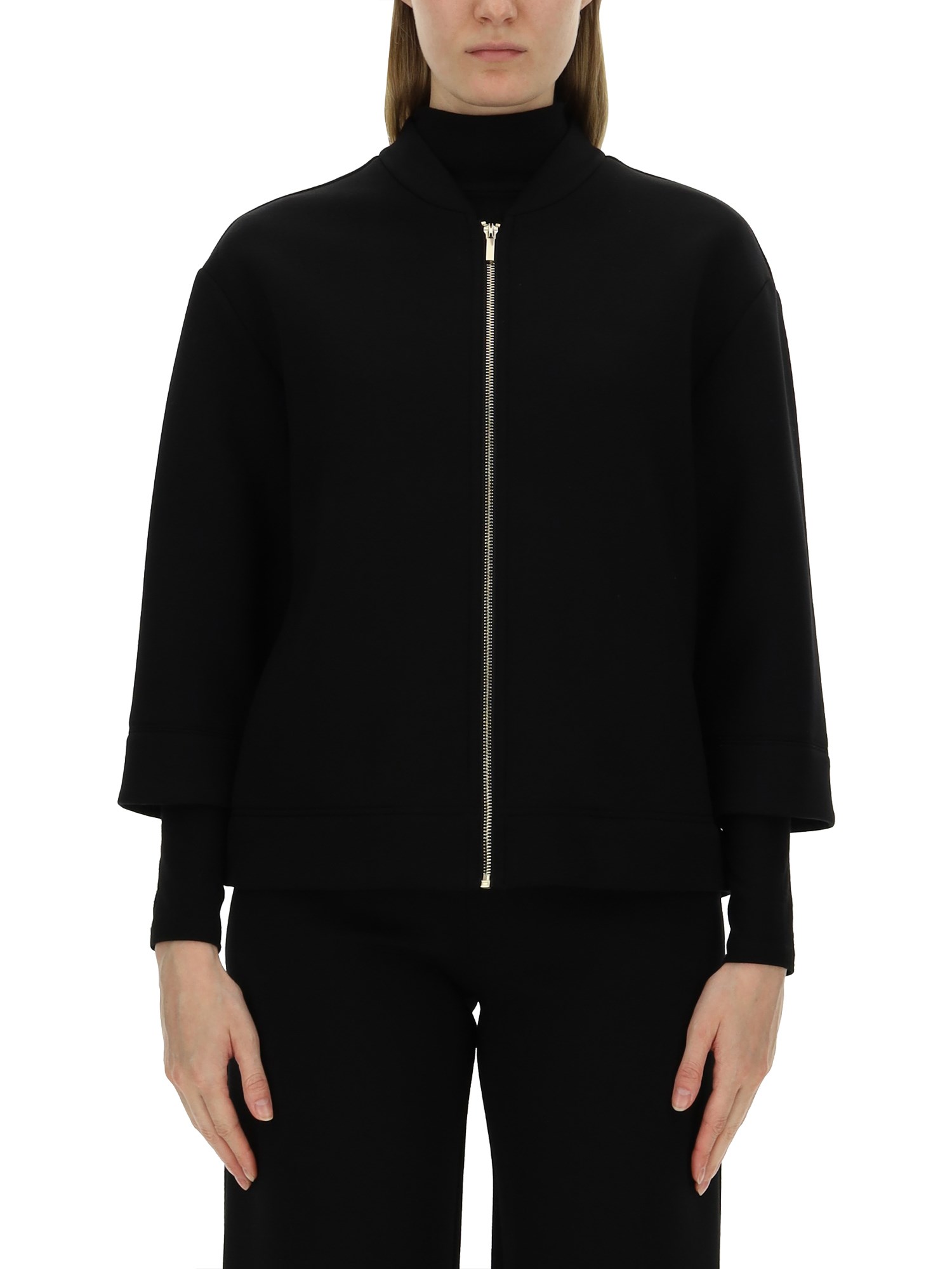 Shop Max Mara "timeless Acorn" Bomber Jacket In Black