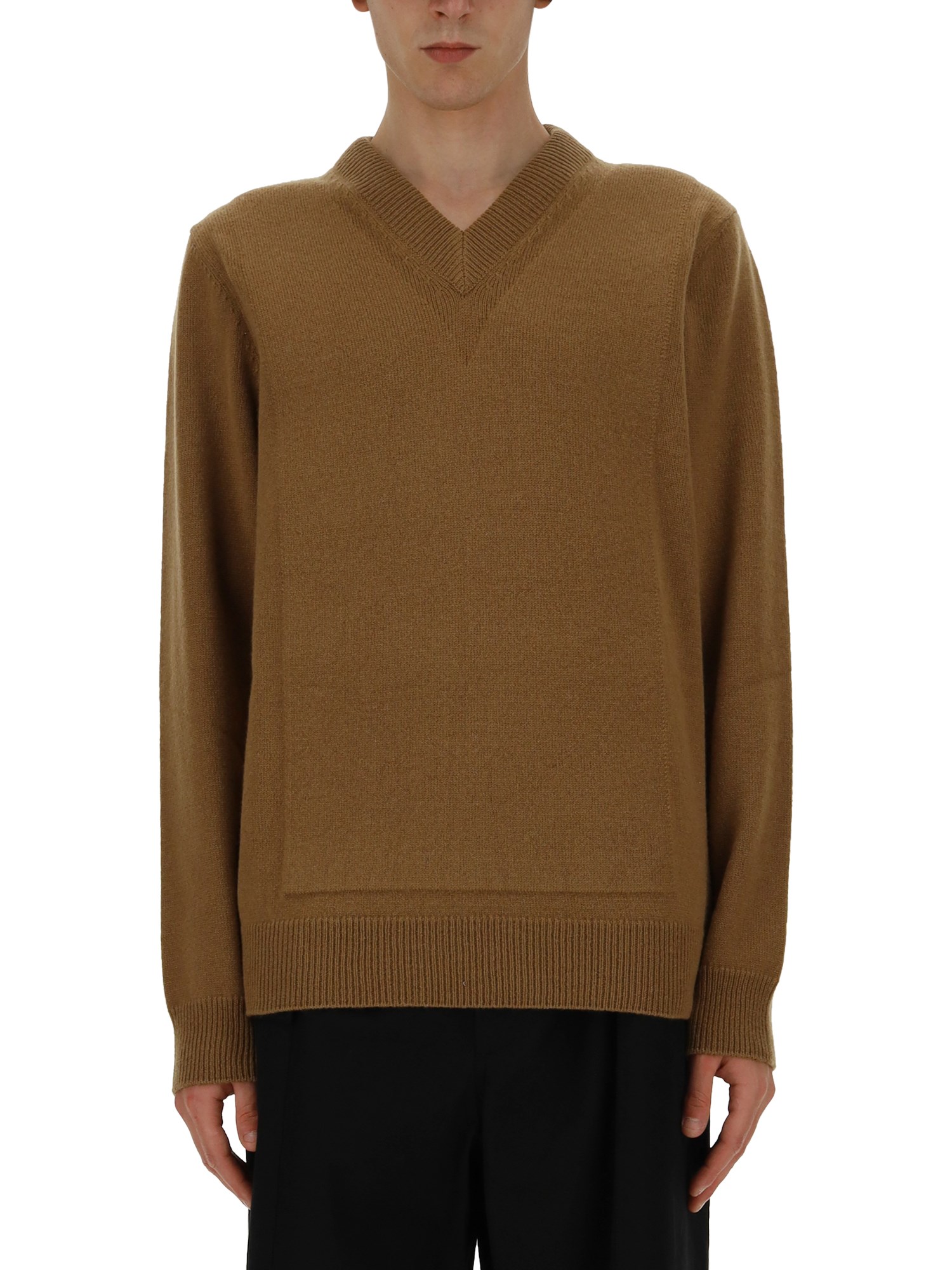 Shop Jil Sander V-neck Sweater In Beige