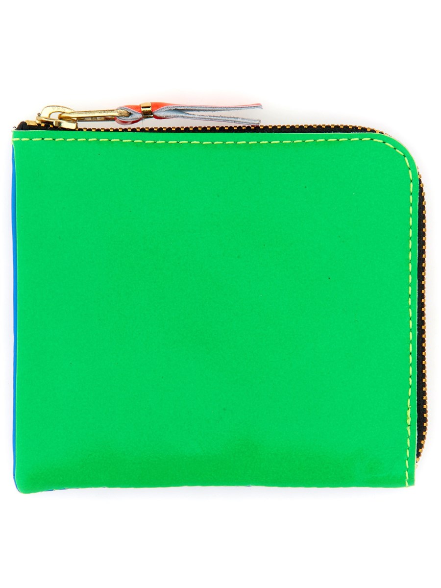 COMME DES GARCONS WALLET PORTAFOGLIO SUPER FLUO IN PELLE