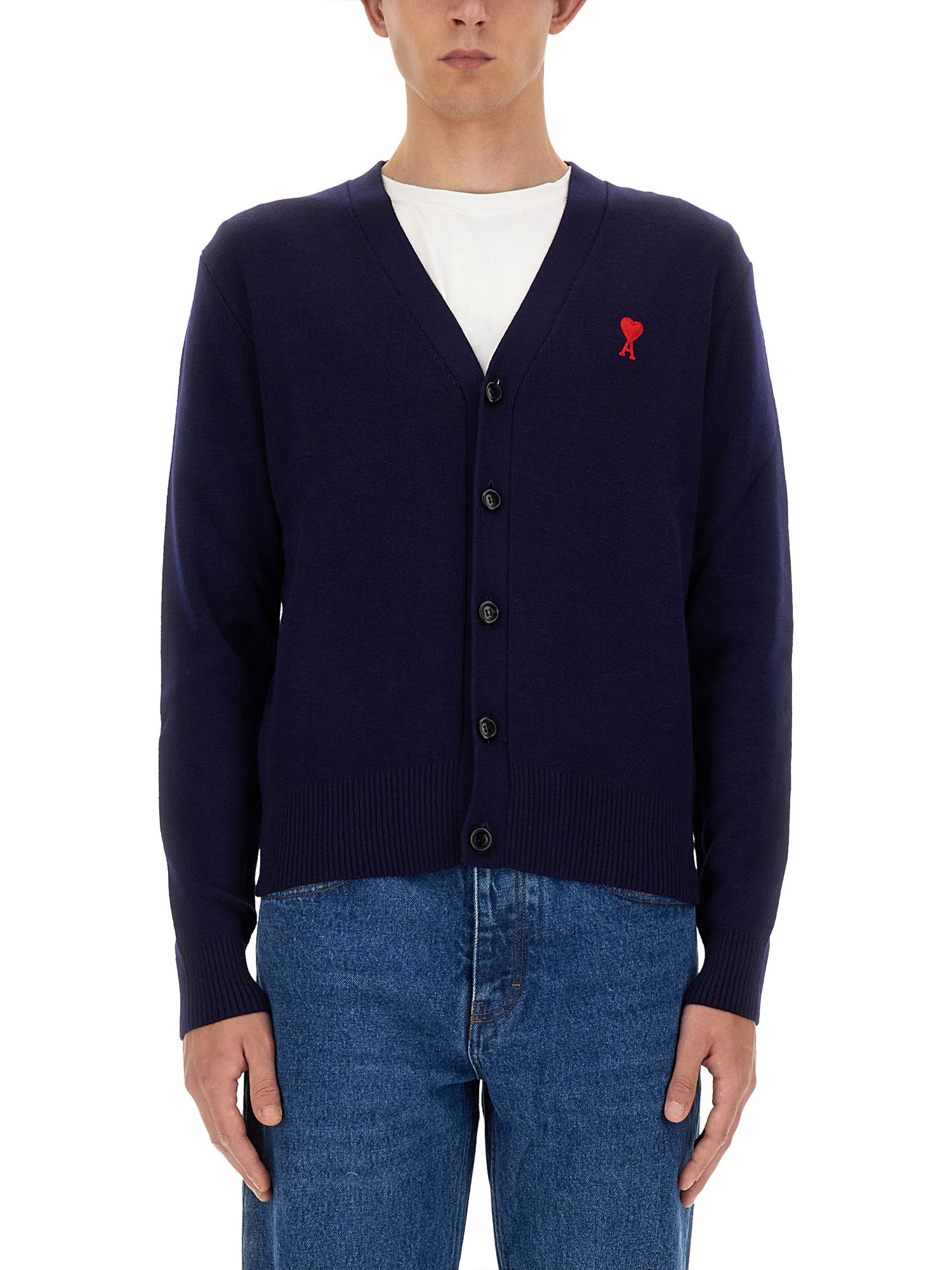 Shop Ami Alexandre Mattiussi V-neck Cardigan In Blue