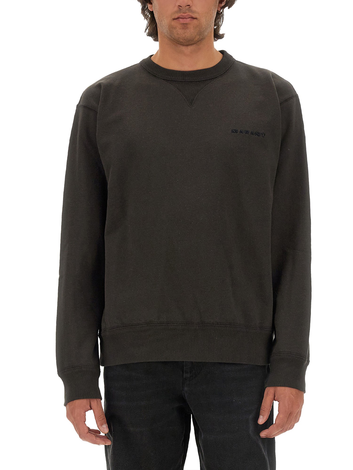 Isabel Marant Marant Relaxed-fit Black Sweatshirt With Subtle Logo In Black