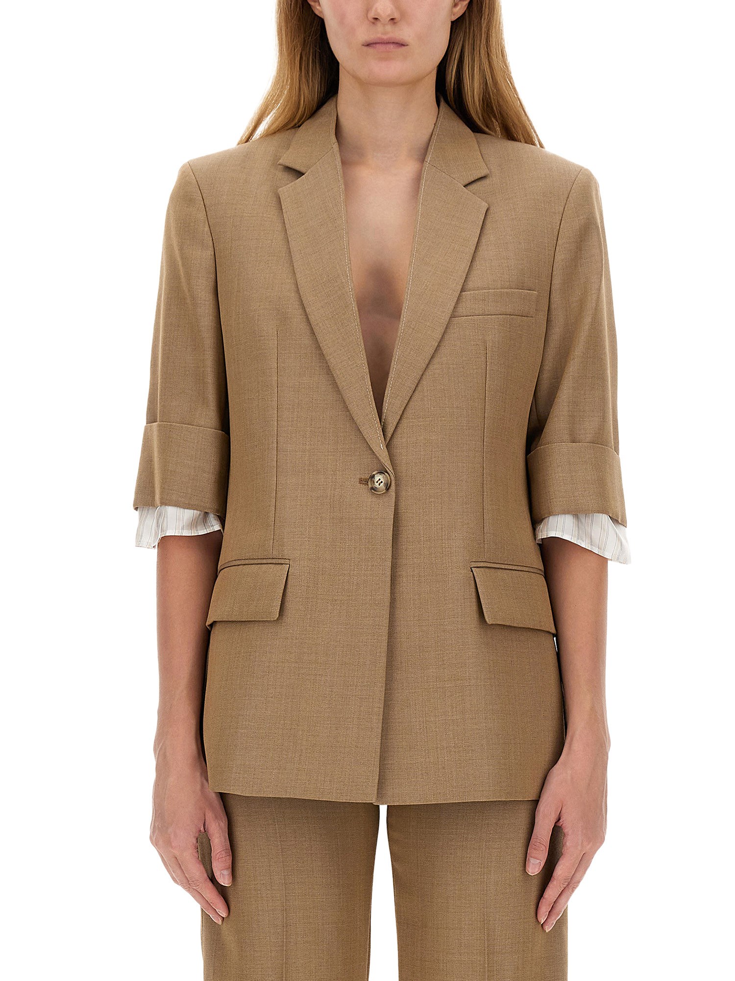 Shop Victoria Beckham Single-breasted Jacket In Beige